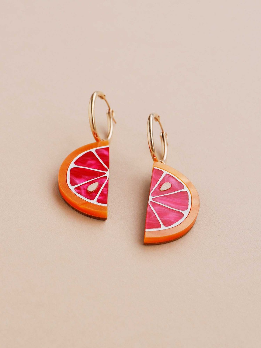 Earrings Wolf & Moon | Grapefruit Slice Hoops