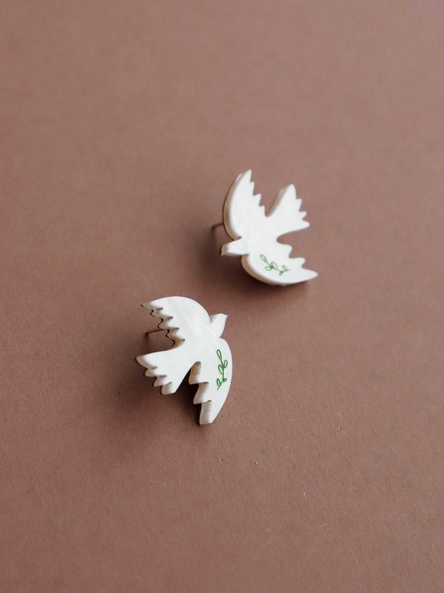 Earrings Wolf & Moon | Dove Studs - Medical Aid For Palestinians Fundraiser