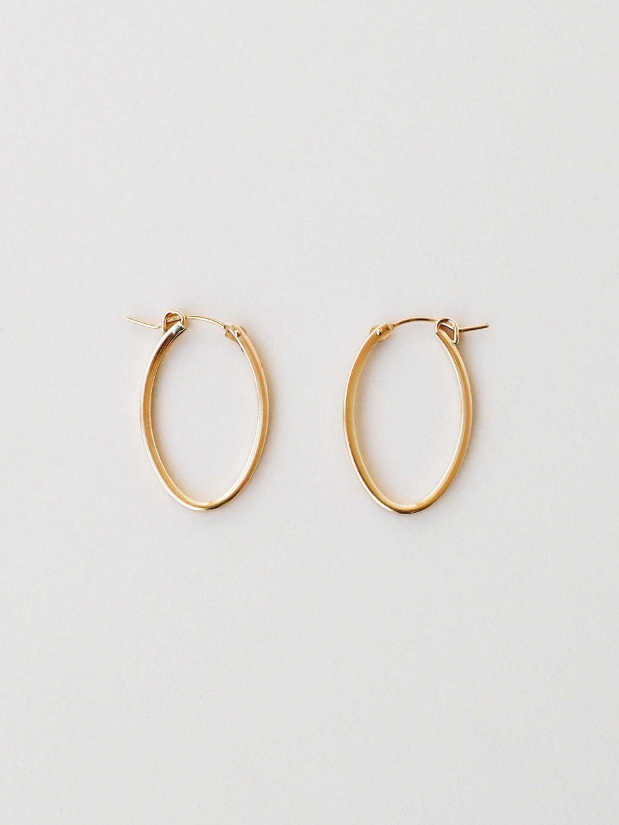 Earrings Wolf & Moon | Gold-Filled Oval Hoops