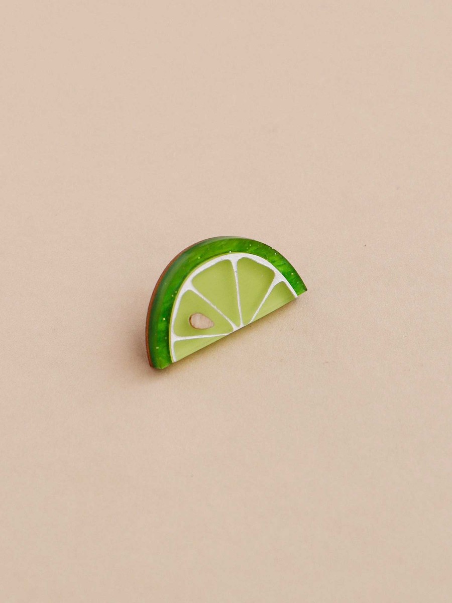 Brooches & Pins Wolf & Moon | Lime Slice Pin