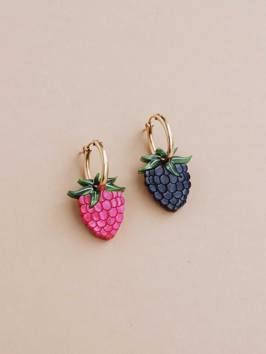 Earrings Wolf & Moon | Raspberry & Blackberry Hoops