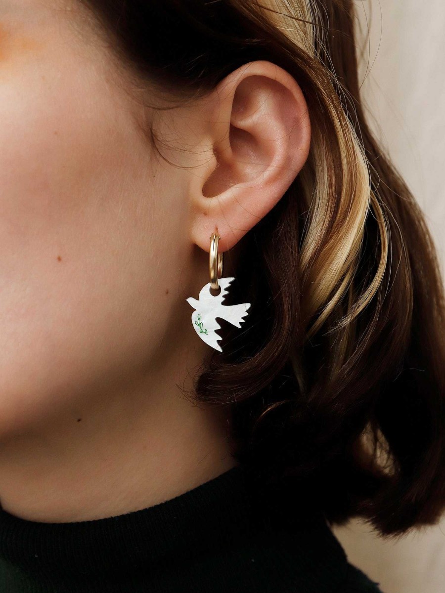 Earrings Wolf & Moon | Dove Hoops - Medical Aid For Palestinians Fundraiser