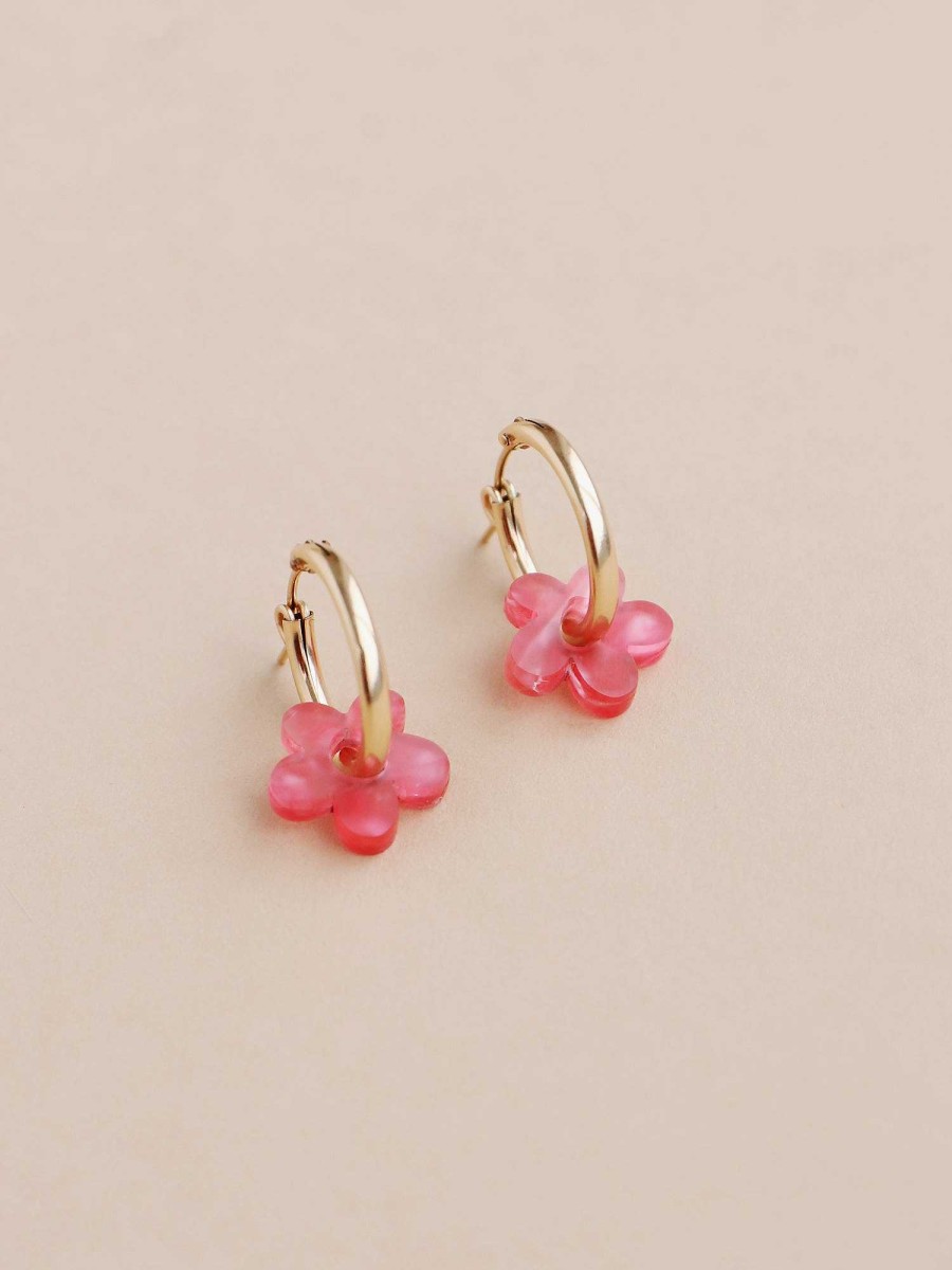 Earrings Wolf & Moon | Mini Nina Hoops In Peony