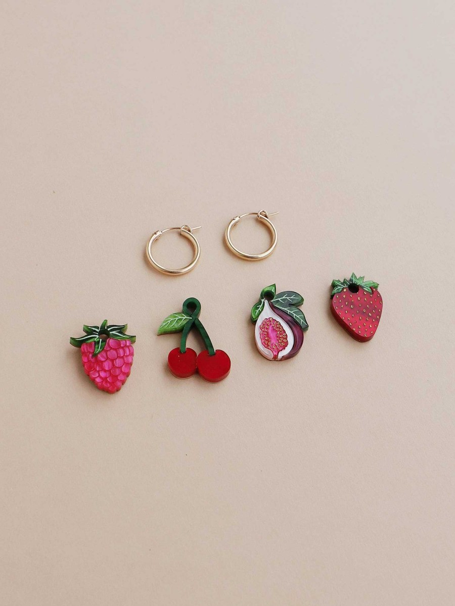 Earrings Wolf & Moon | Rosy Fruit Hoops Set