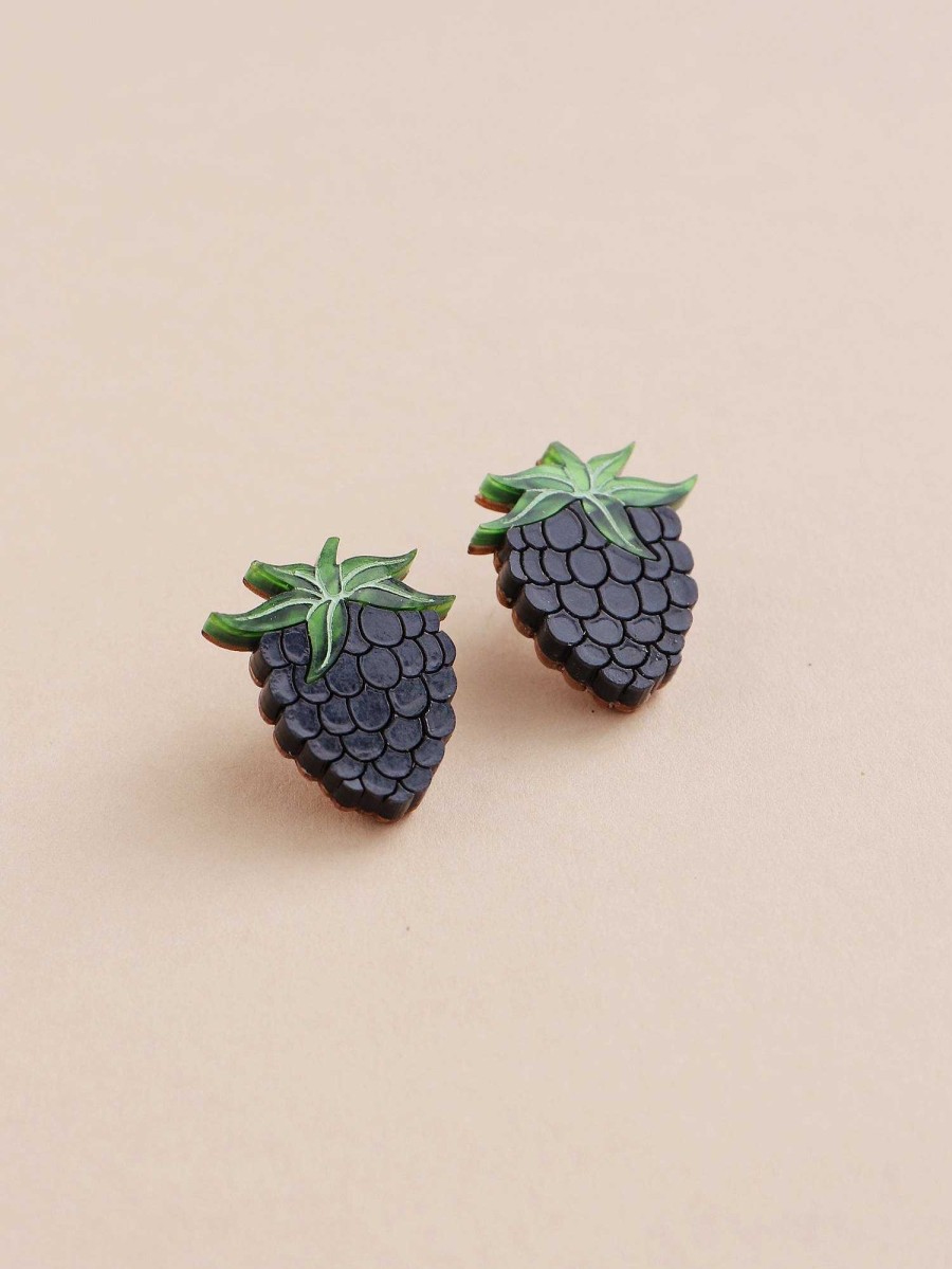 Earrings Wolf & Moon | Blackberry Studs - Clip On