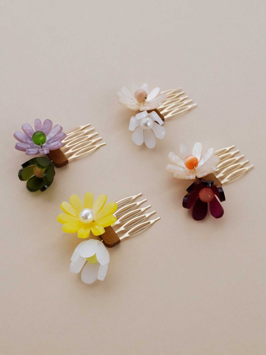 Headpieces Wolf & Moon | Double Daisy Hair Comb