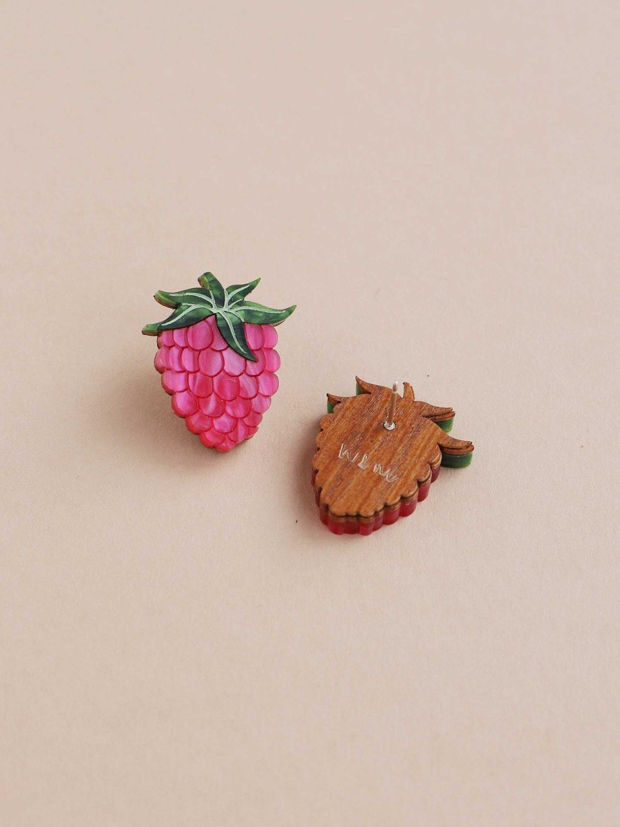 Earrings Wolf & Moon | Raspberry Studs