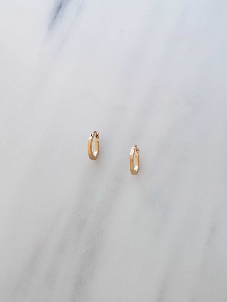 Earrings Wolf & Moon | Gold-Plated Mini Hoops (15Mm)