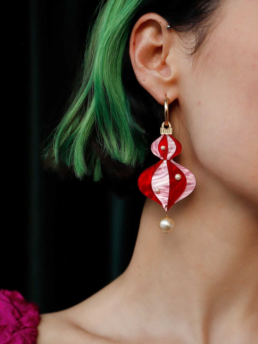 Earrings Wolf & Moon | Bauble Statement Hoops In Red - Limited Edition