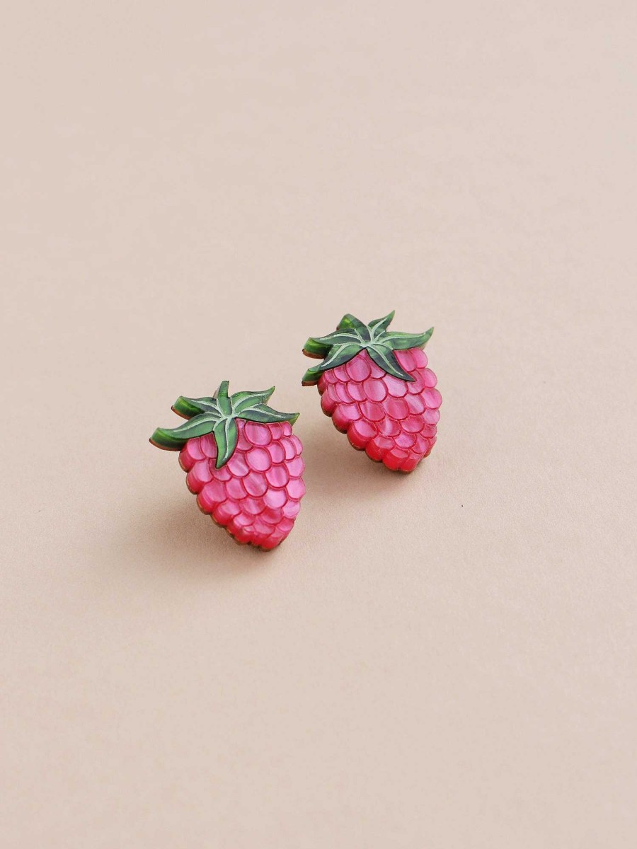 Clip-Ons Wolf & Moon | Raspberry Studs - Clip On