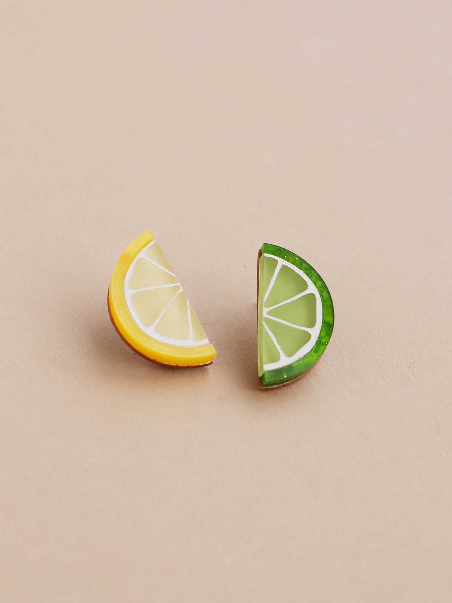 Clip-Ons Wolf & Moon | Lemon & Lime Studs - Clip On