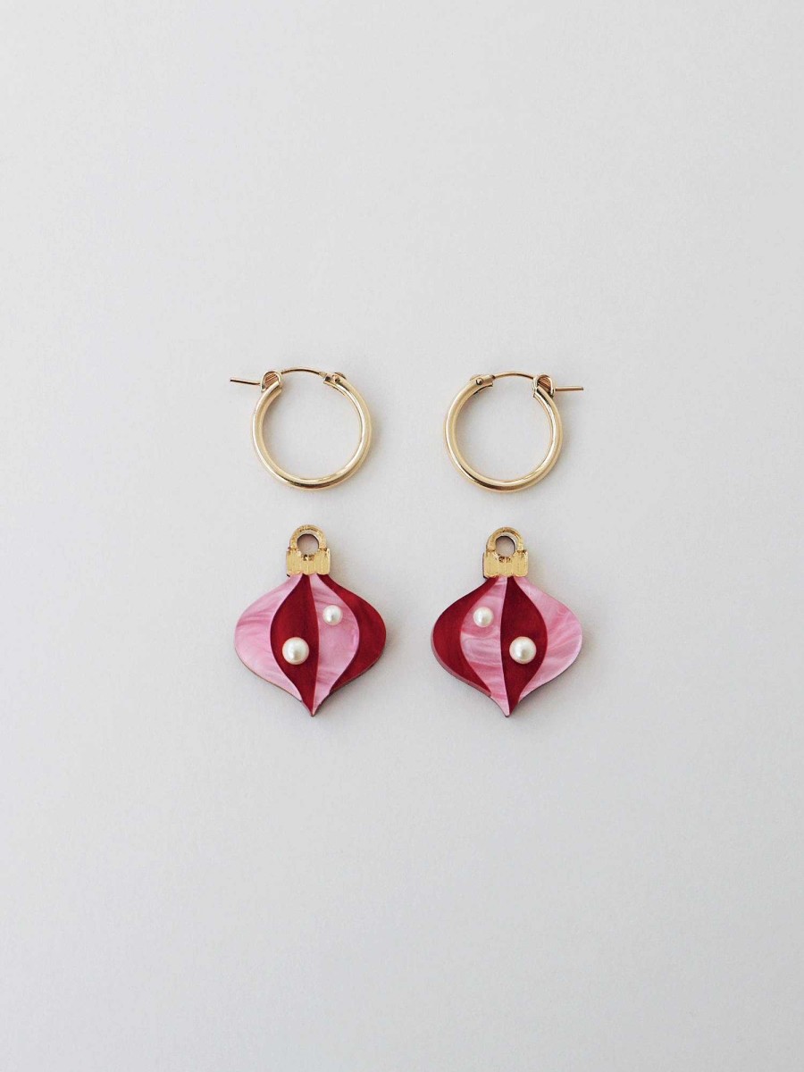 Earrings Wolf & Moon | Bauble Hoops In Red - Limited Edition