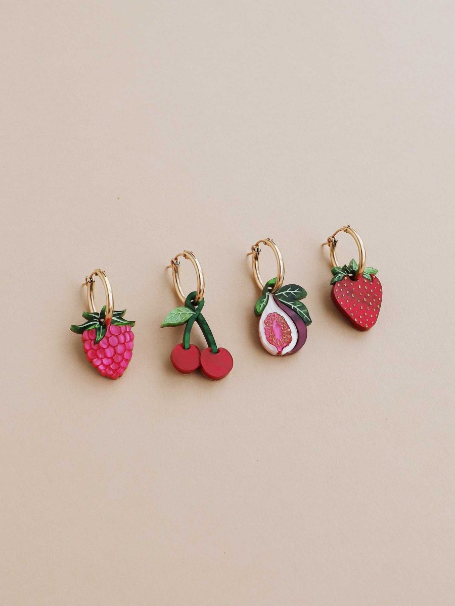 Earrings Wolf & Moon | Rosy Fruit Hoops Set