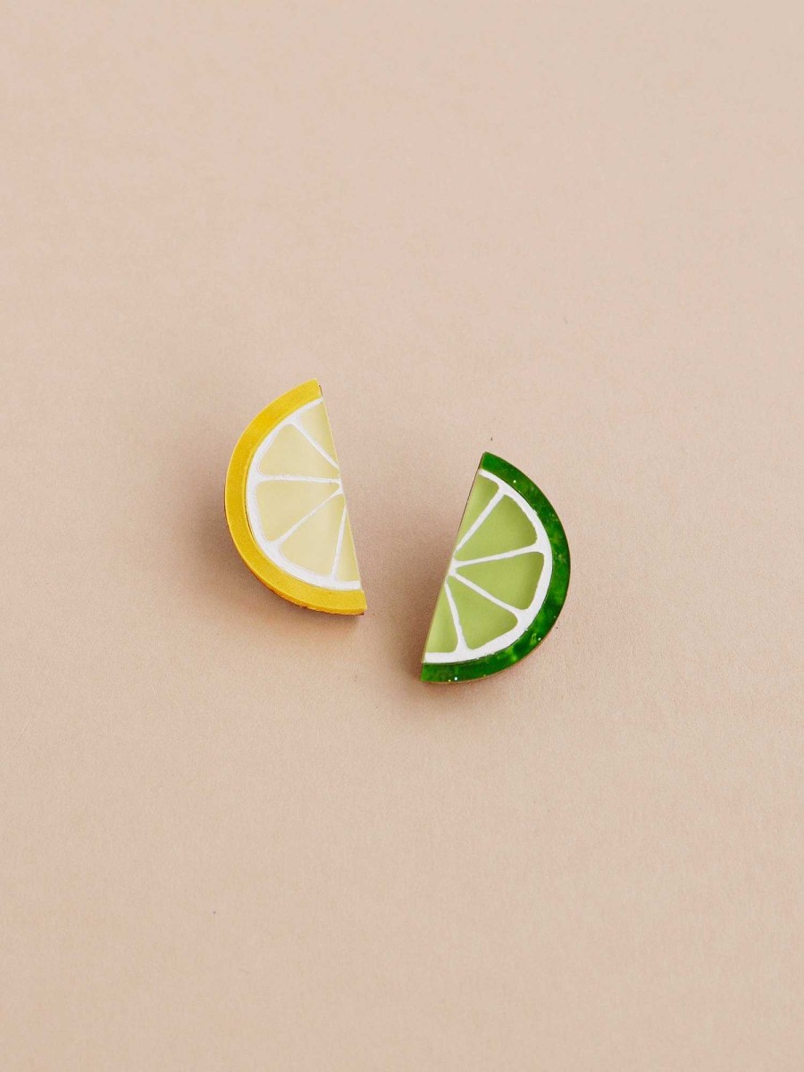 Clip-Ons Wolf & Moon | Lemon & Lime Studs - Clip On