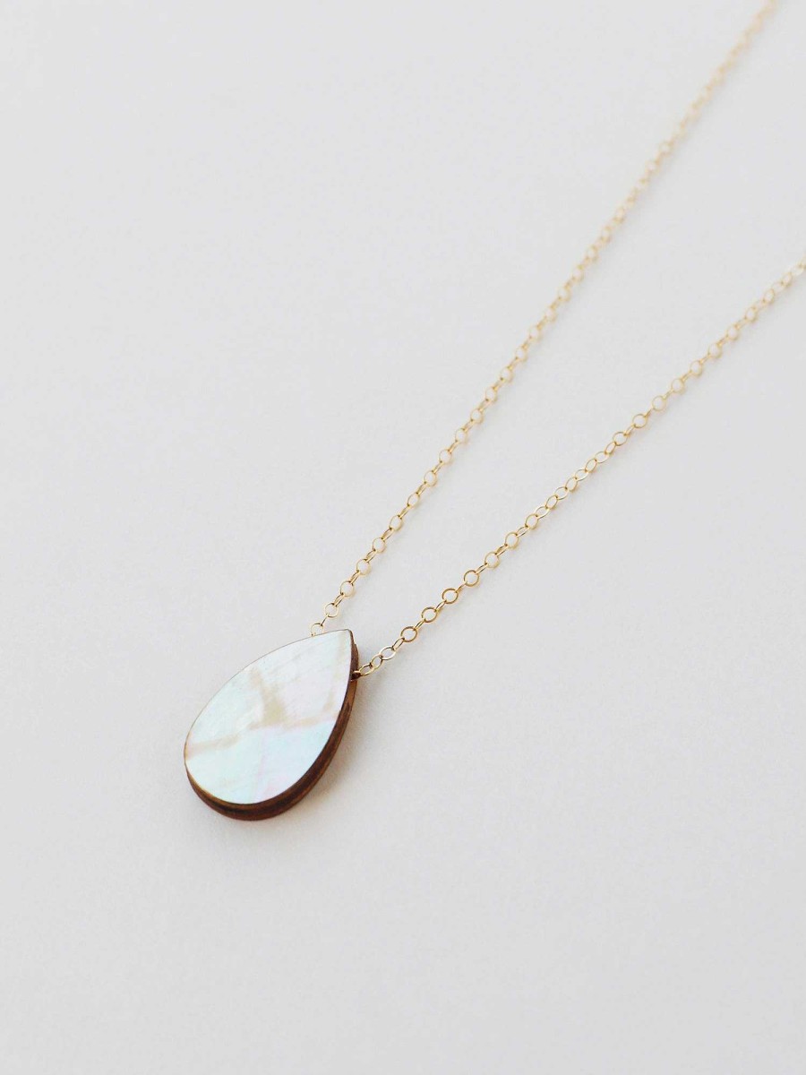 Necklaces Wolf & Moon | Raindrop Necklace In Cream