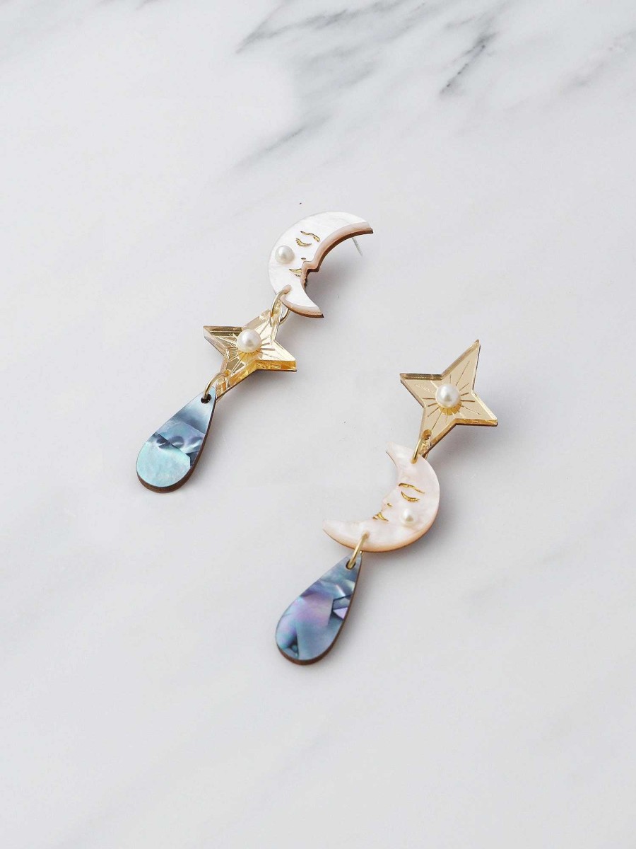 Earrings Wolf & Moon | Celestial Earrings