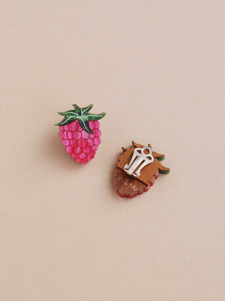 Clip-Ons Wolf & Moon | Raspberry Studs - Clip On