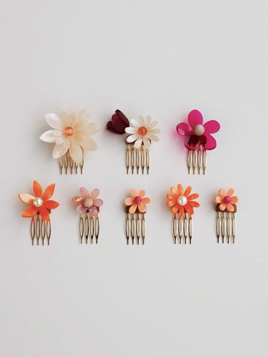 Hair Clips Wolf & Moon | Meadow Comb Set In Pink/Orange