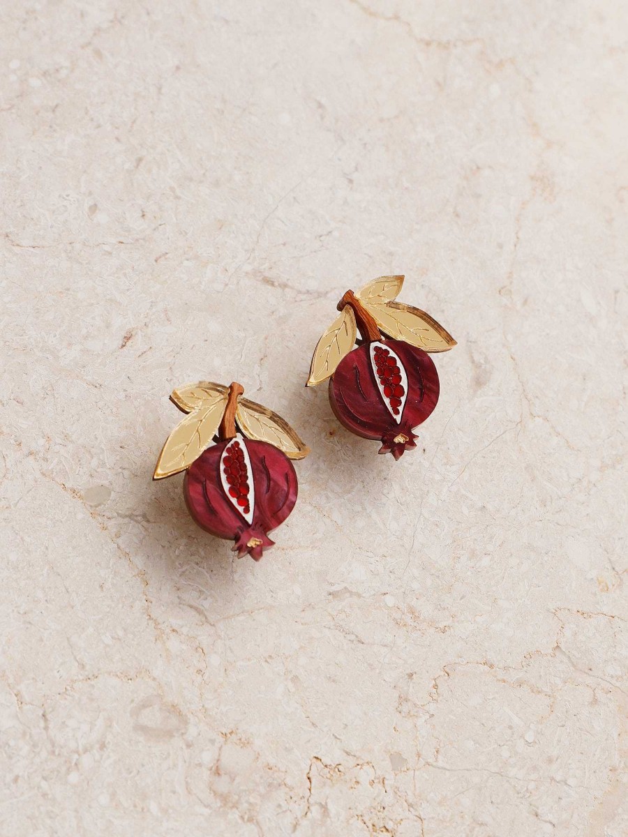 Clip-Ons Wolf & Moon | Mini Pomegranate Studs - Clip-On