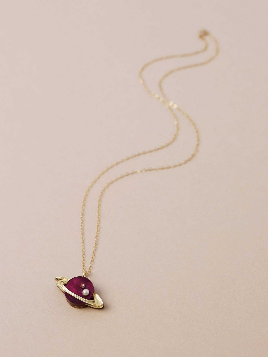 Necklaces Wolf & Moon | Saturn Necklace In Cherry