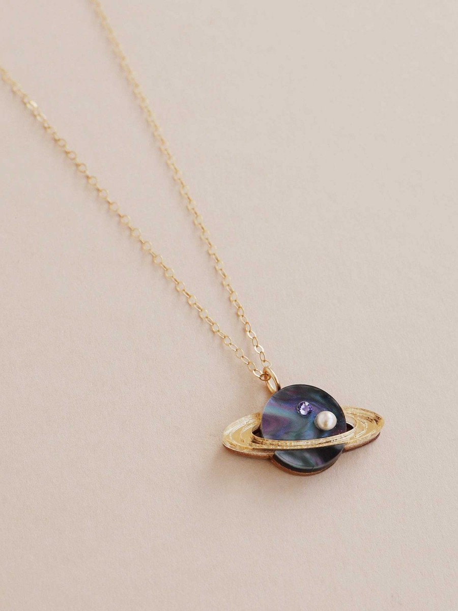 Necklaces Wolf & Moon | Saturn Necklace In Midnight