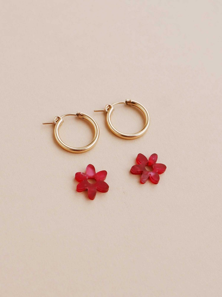 Earrings Wolf & Moon | Mini Caia Hoops In Ruby