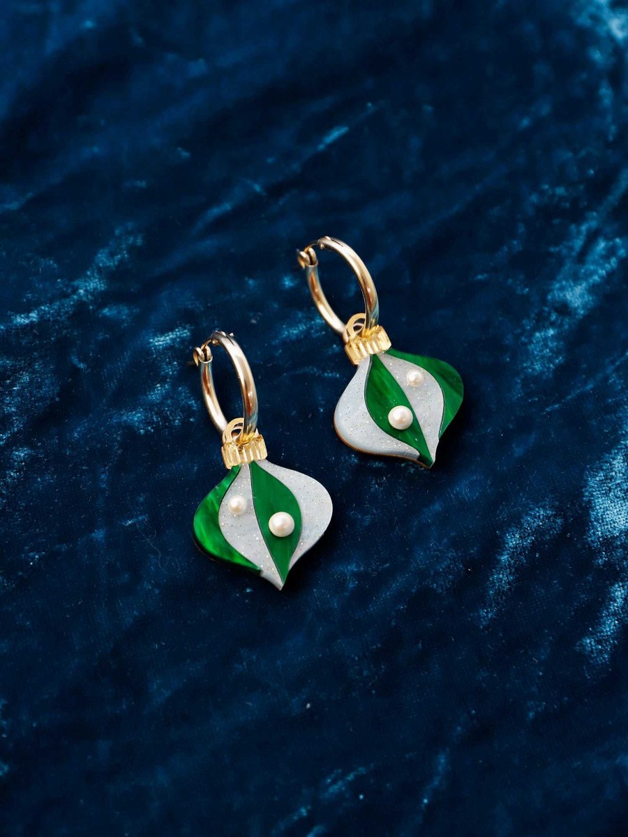 Earrings Wolf & Moon | Bauble Hoops In Emerald - Limited Edition