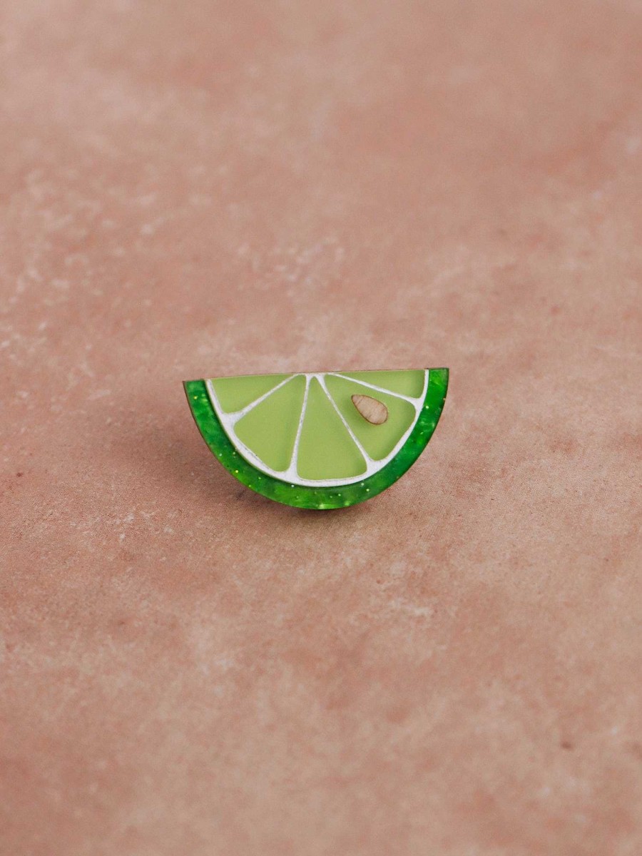 Brooches & Pins Wolf & Moon | Lime Slice Pin