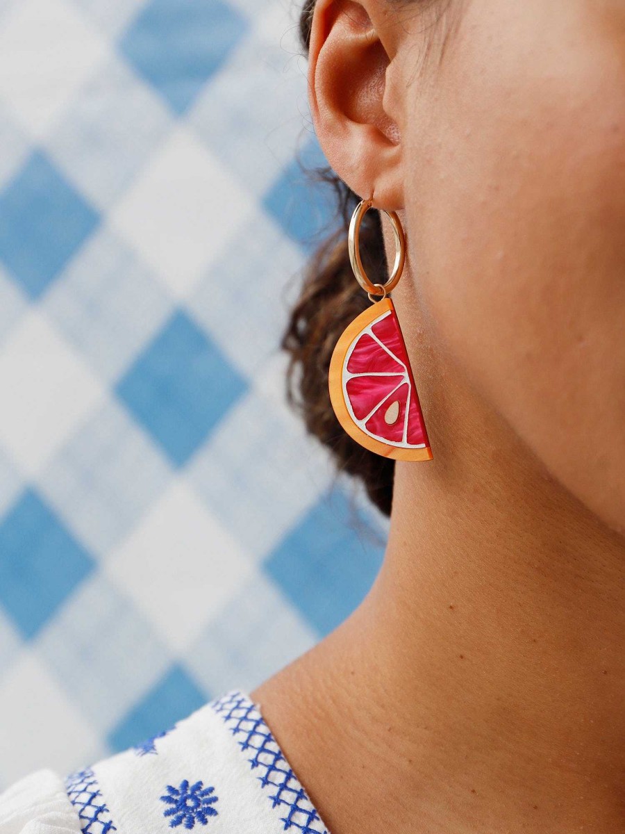 Earrings Wolf & Moon | Grapefruit Slice Hoops