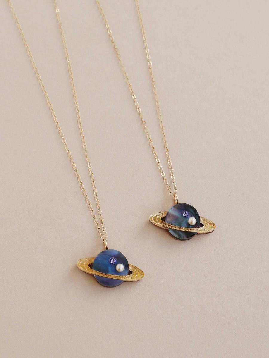 Necklaces Wolf & Moon | Saturn Necklace In Midnight