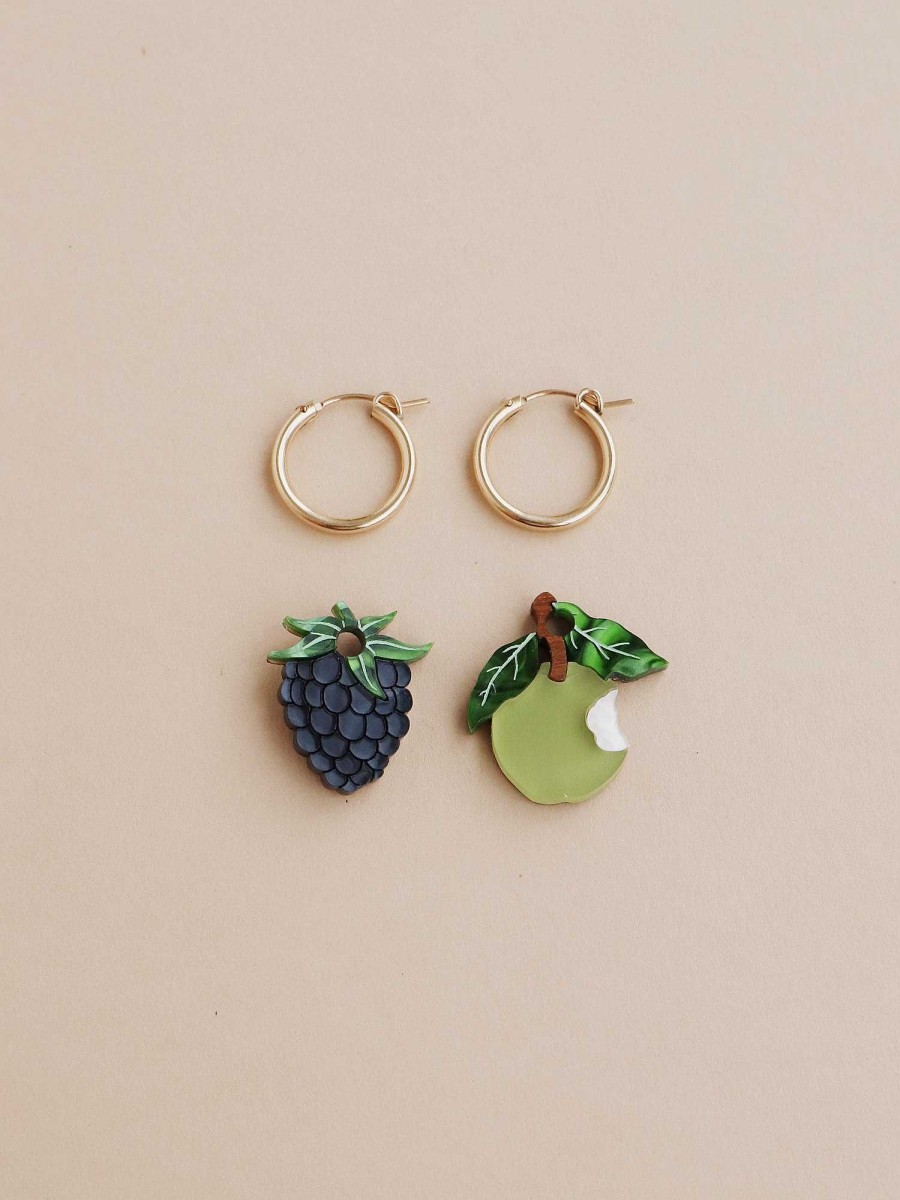 Earrings Wolf & Moon | Apple & Blackberry Hoops