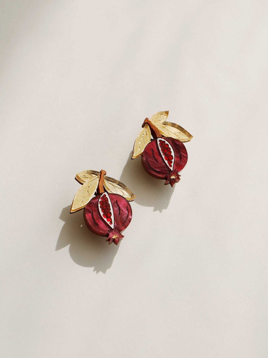 Clip-Ons Wolf & Moon | Mini Pomegranate Studs - Clip-On