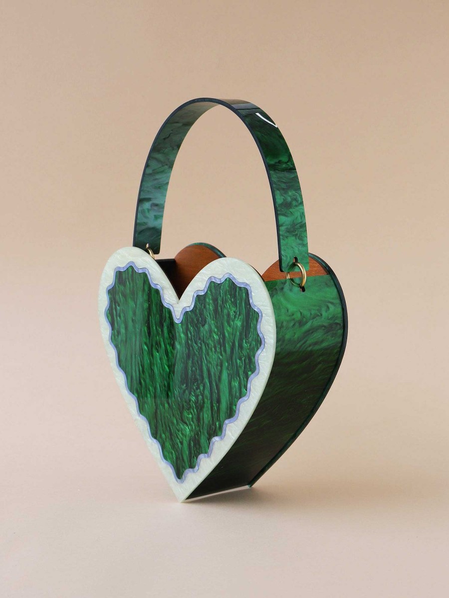 Bags Wolf & Moon | Heart Bag In Emerald/Mint