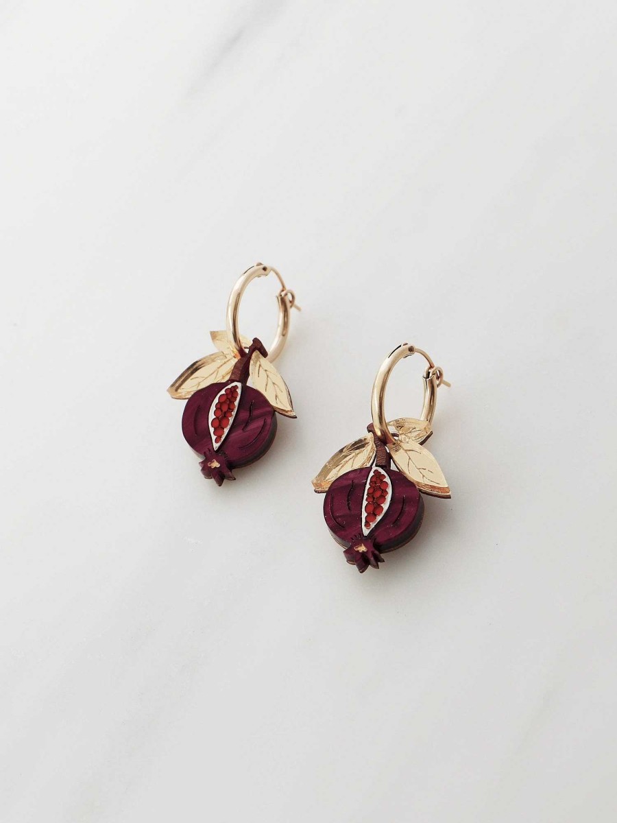 Earrings Wolf & Moon | Mini Pomegranate Hoops