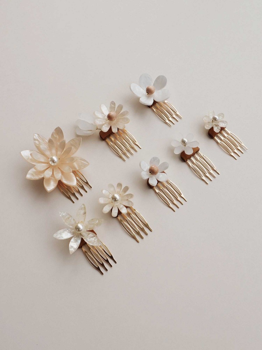 Hair Clips Wolf & Moon | Meadow Comb Set In White