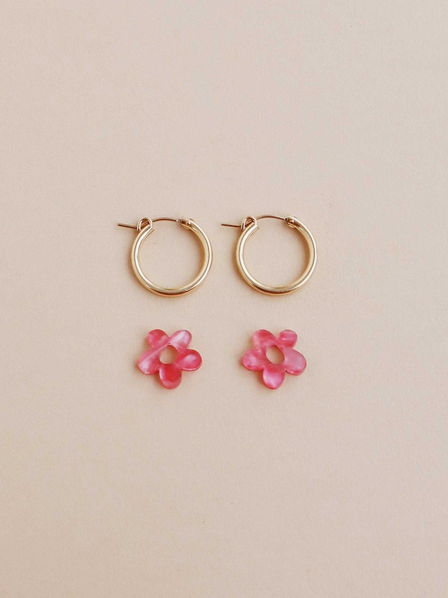 Earrings Wolf & Moon | Mini Nina Hoops In Peony