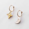 Earrings Wolf & Moon | Moon & Star Hoops - Gold