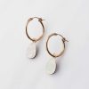 Earrings Wolf & Moon | Raindrop Hoops In Cream - Gold