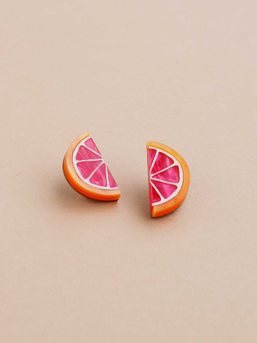 Clip-Ons Wolf & Moon | Grapefruit Slice Studs - Clip On