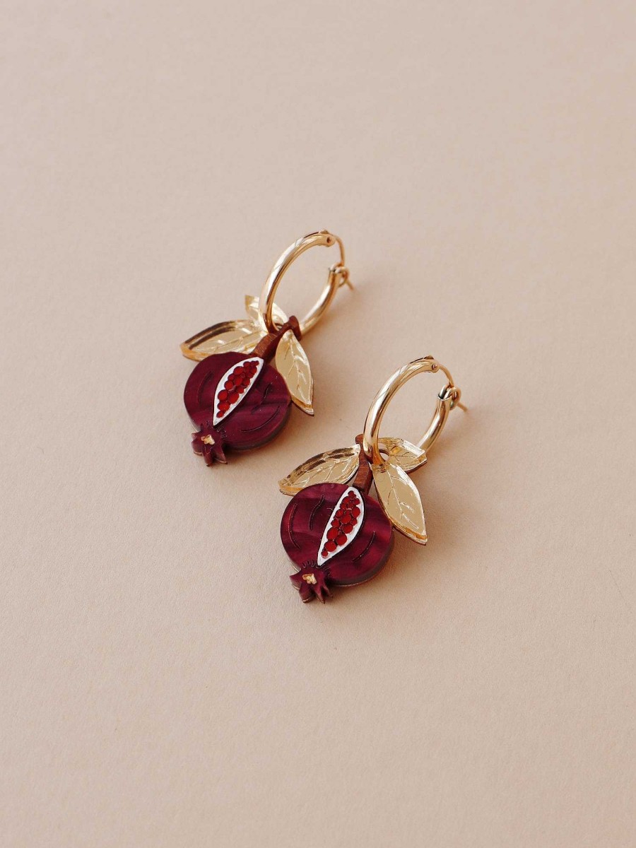 Earrings Wolf & Moon | Mini Pomegranate Hoops