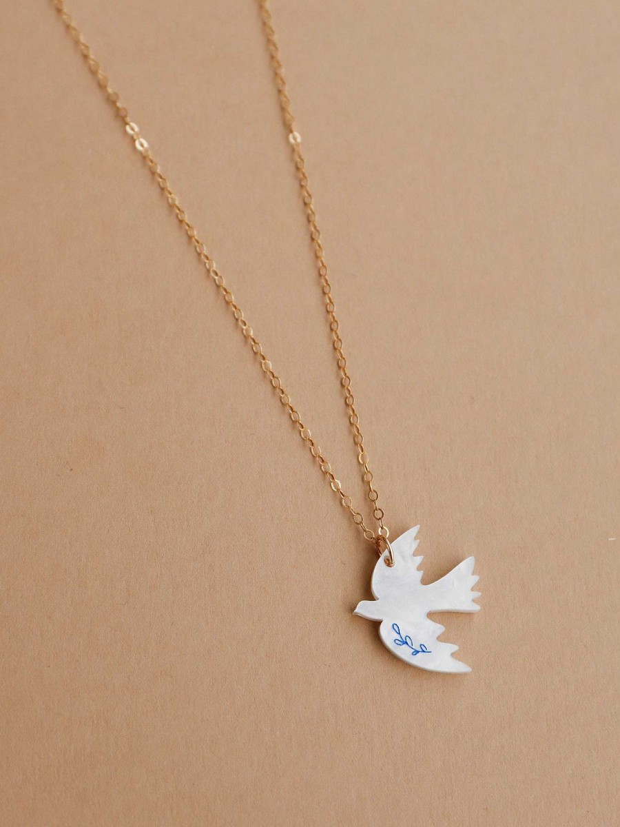 Necklaces Wolf & Moon | Dove Necklace - Ukraine Red Cross Fundraiser