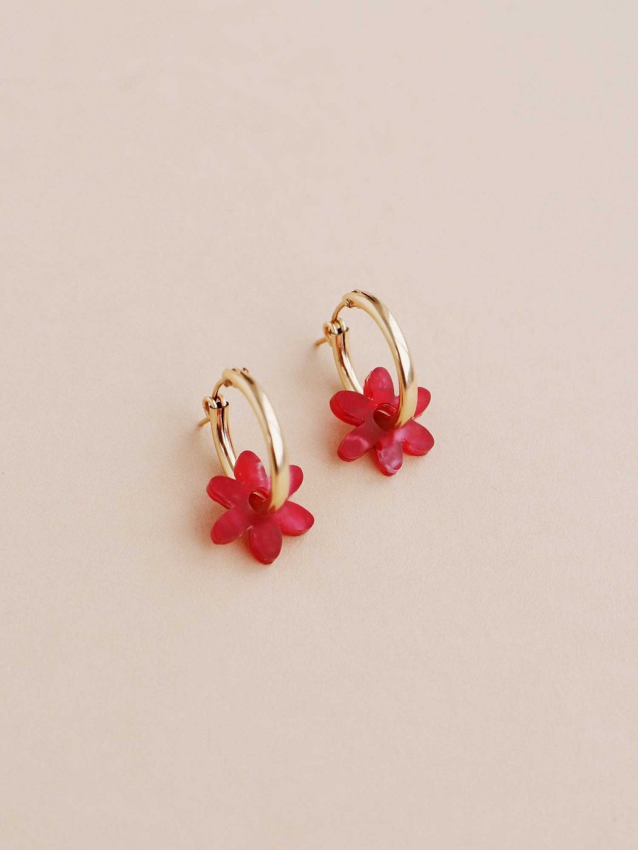 Earrings Wolf & Moon | Mini Caia Hoops In Ruby