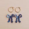 Earrings Wolf & Moon | Mini Bow Hoops In Blue Velvet - Limited Edition